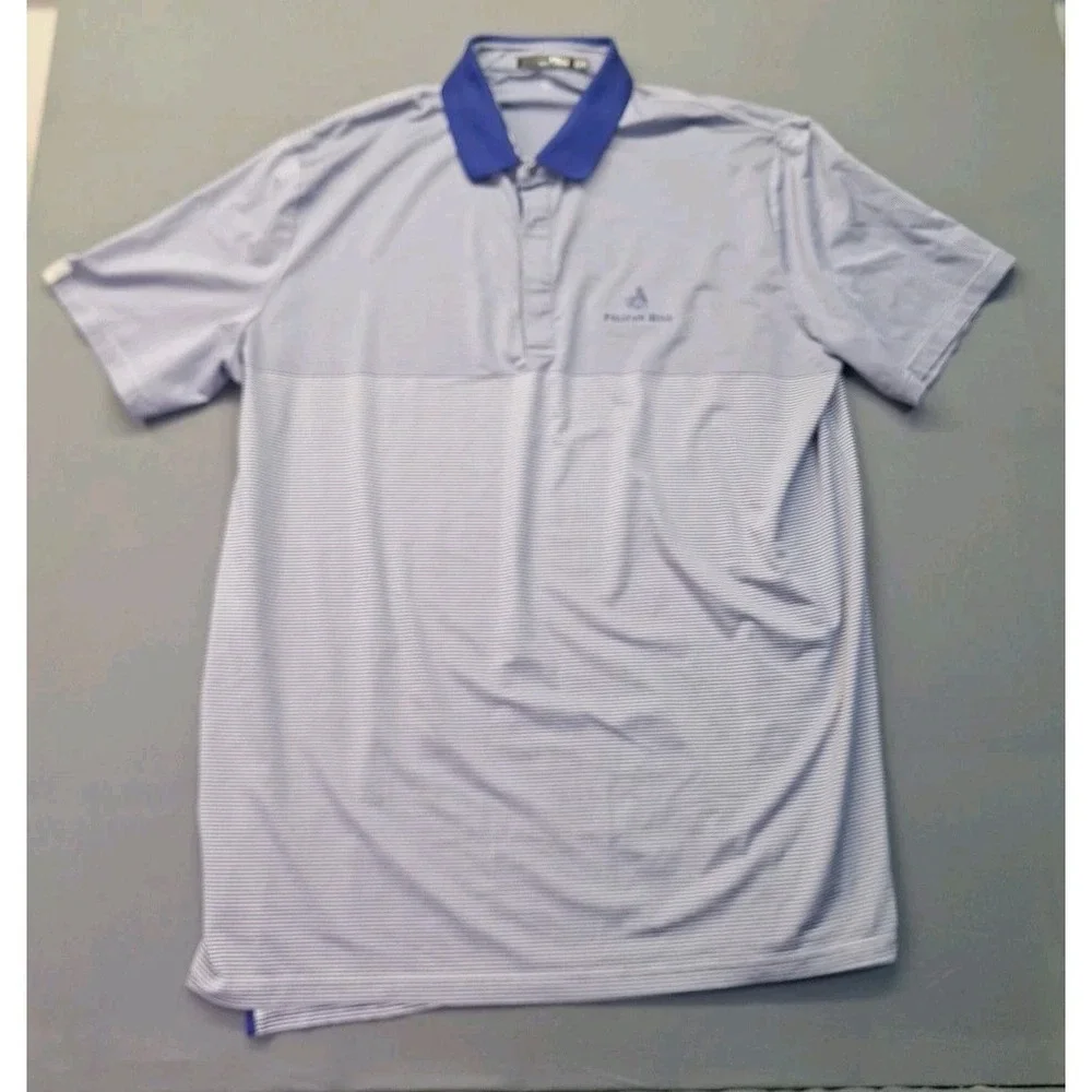 RLX Ralph Lauren Mens 2XL Blue Striped Performance Golf Polo Pelican Hill Preppy - Picture 2 of 9